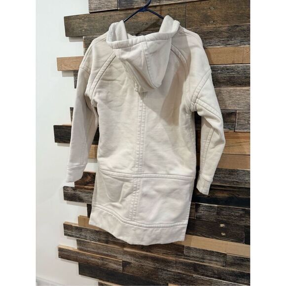 Athleta Duster Sweatshirt Hooded Coat Jacket Fleece Cream Women's Size XSP - Picture 2 of 9